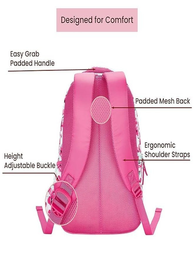 QBLYN Camellia 27 litres Pink School Backpack School Bag School Backpack College Backpack Travel Backpack Office Backpack Multipurpose Backpack Picnic Bag for Boys & Girls - Image 4